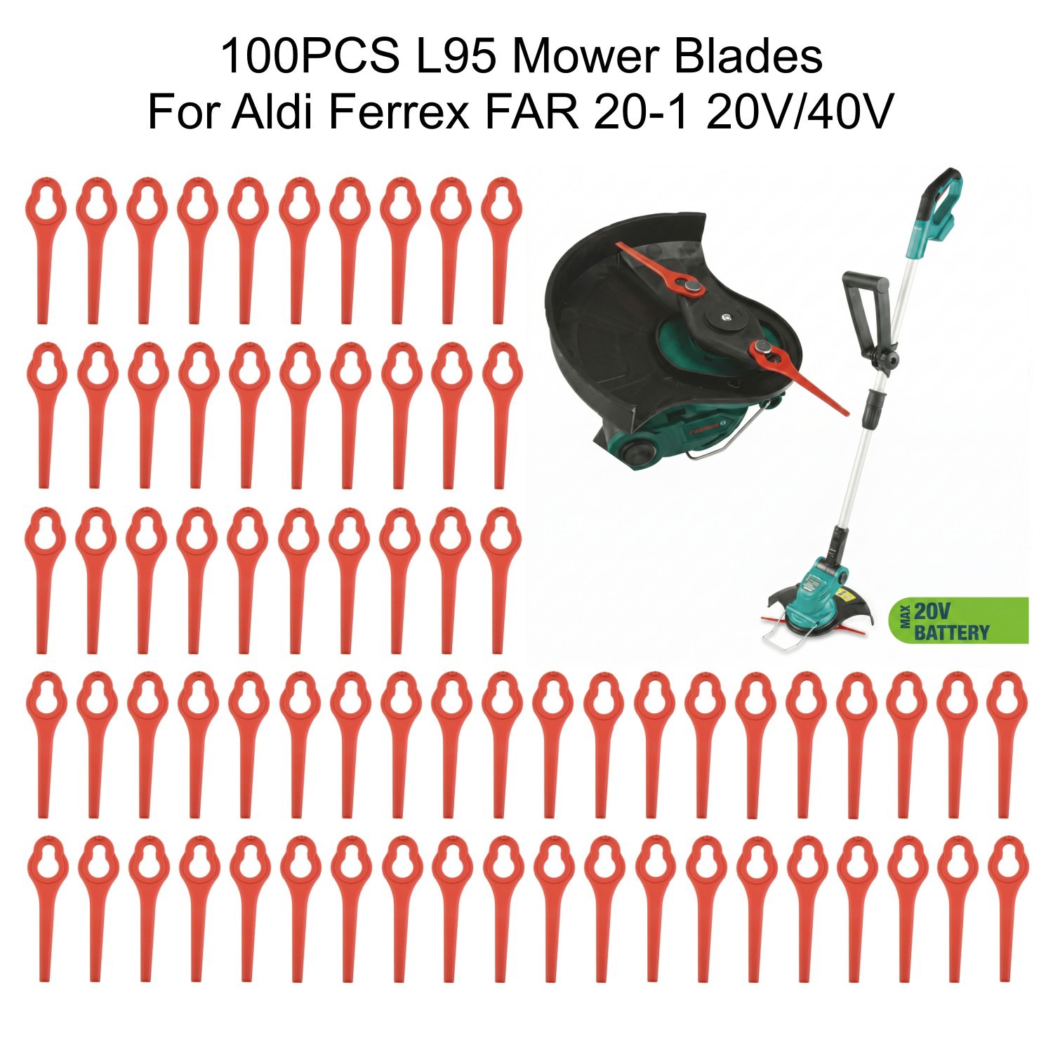 Leaf Blower Cordless - ใบมีดตัดหญ้าพลาสติกขนาด 95 มม. จำนวน 100 ชิ้น