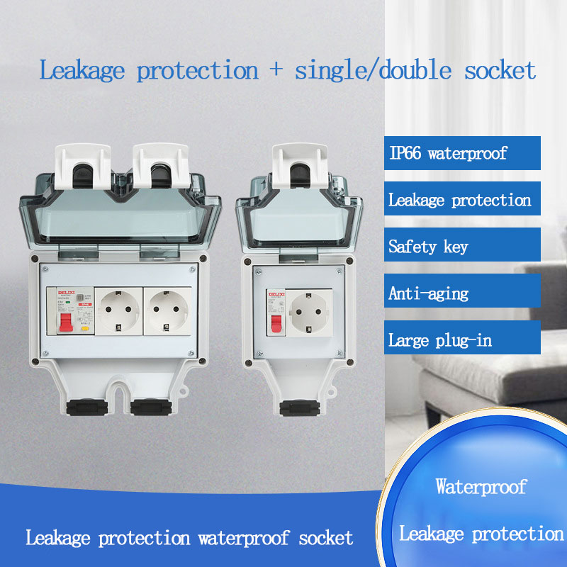Outdoor Power Socket - ซ็อกเก็ตกันน้ำกลางแจ้ง 86 ชนิด กล่องกันน้ำพร้อมสวิตช์ป้องกันการรั่วไหล ปลั๊ก EU