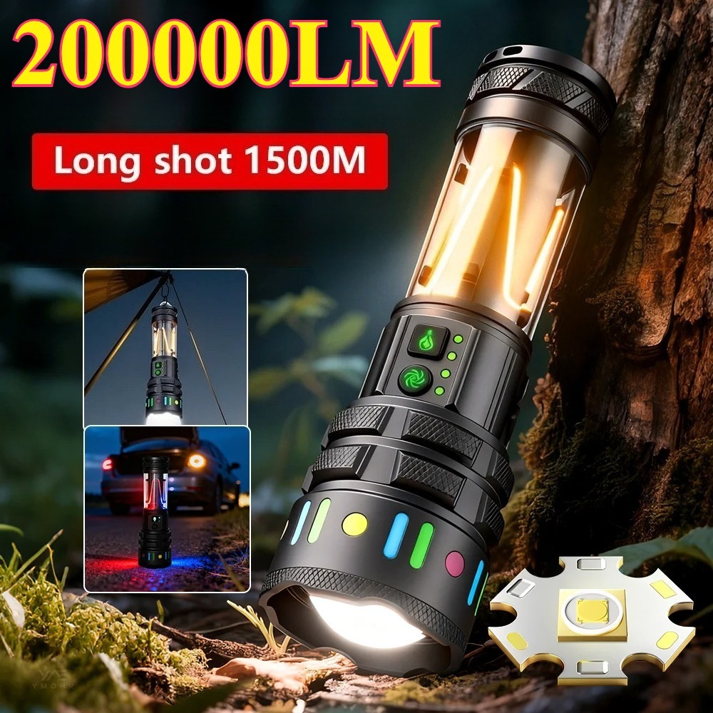 Outdoor Powerbank - ไฟฉาย LED สว่างพิเศษทรงพลัง ชาร์จเร็วแบบ Type-C ไฟฉายพกพาสำหรับใช้งานกลางแจ้งและไฟฉุกเฉินในชีวิตประจำวัน