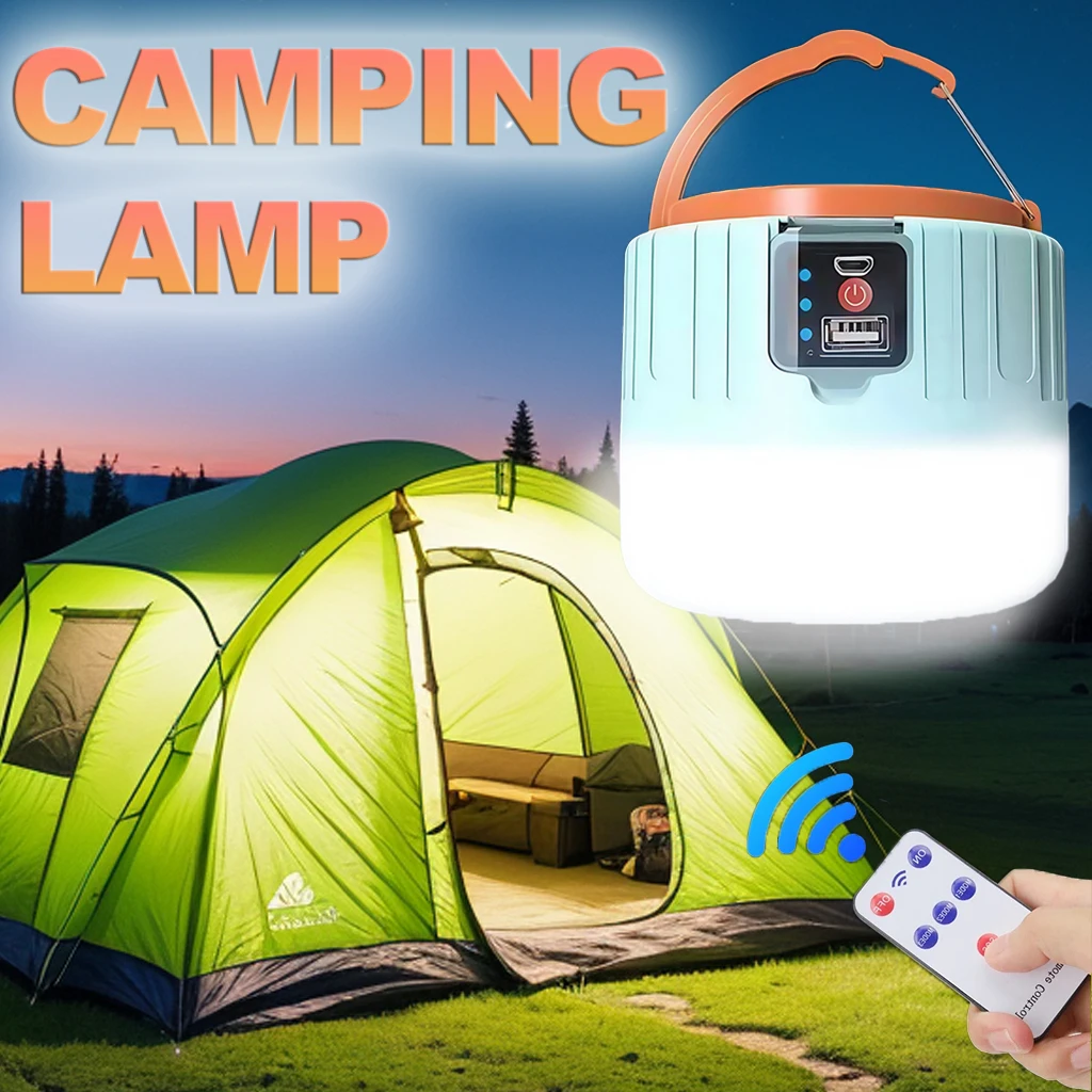 Outdoor Powerbank - โคมไฟตั้งแคมป์พลังงานแสงอาทิตย์แบบชาร์จไฟได้ LED แบบพกพาพร้อมรีโมท, ไฟฉายพาวเวอร์แบงค์ โคมไฟฉุกเฉินกลางแจ้งสำหรับตกปลา บาร์บีคิว