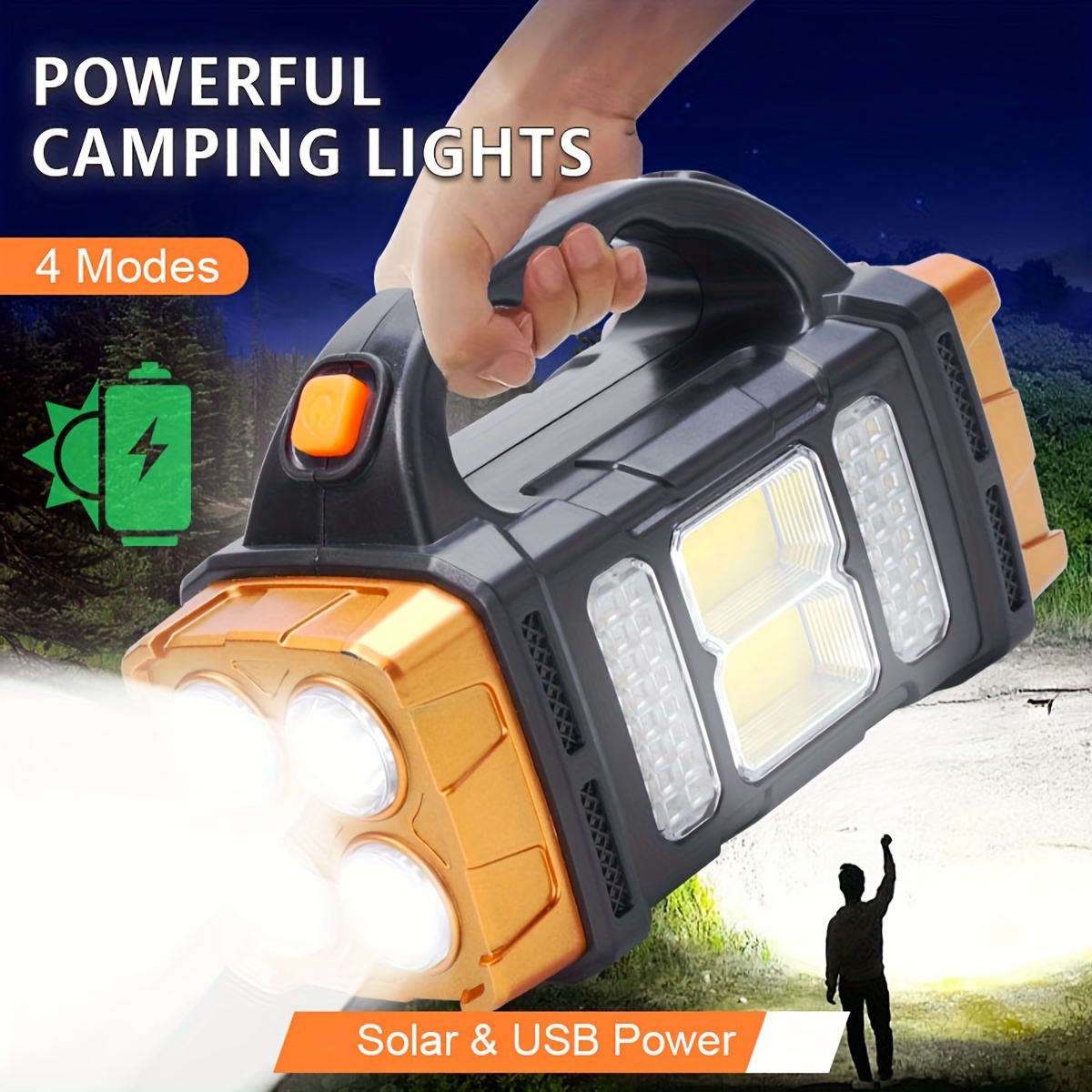 Outdoor Powerbank - อัพเกรดใหม่ ไฟฉาย LED พลังงานแสงอาทิตย์แบบชาร์จไฟได้ กำลังสูง พร้อมพาวเวอร์แบงค์