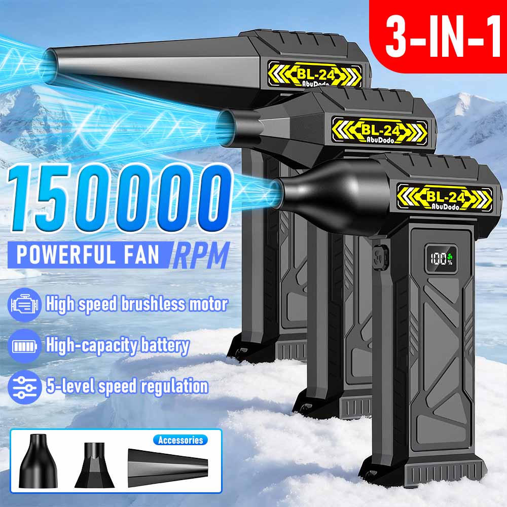 Leaf Blower Cordless - เครื่องเป่าลมไร้สายแบบไร้แปรงถ่าน 150000 รอบต่อนาที พัดลมเทอร์โบพลังสูง ชาร์จผ่าน USB