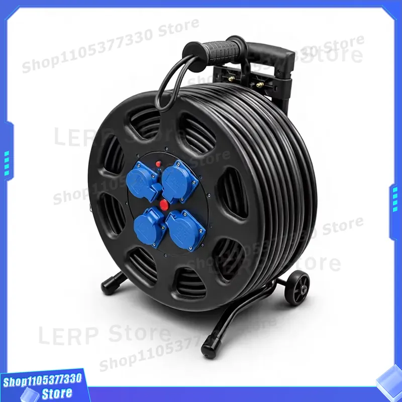 Outdoor Power Reel - สายพ่วงแบบม้วนได้สำหรับงานหนัก 50 เมตร 16A 250V ปลั๊ก