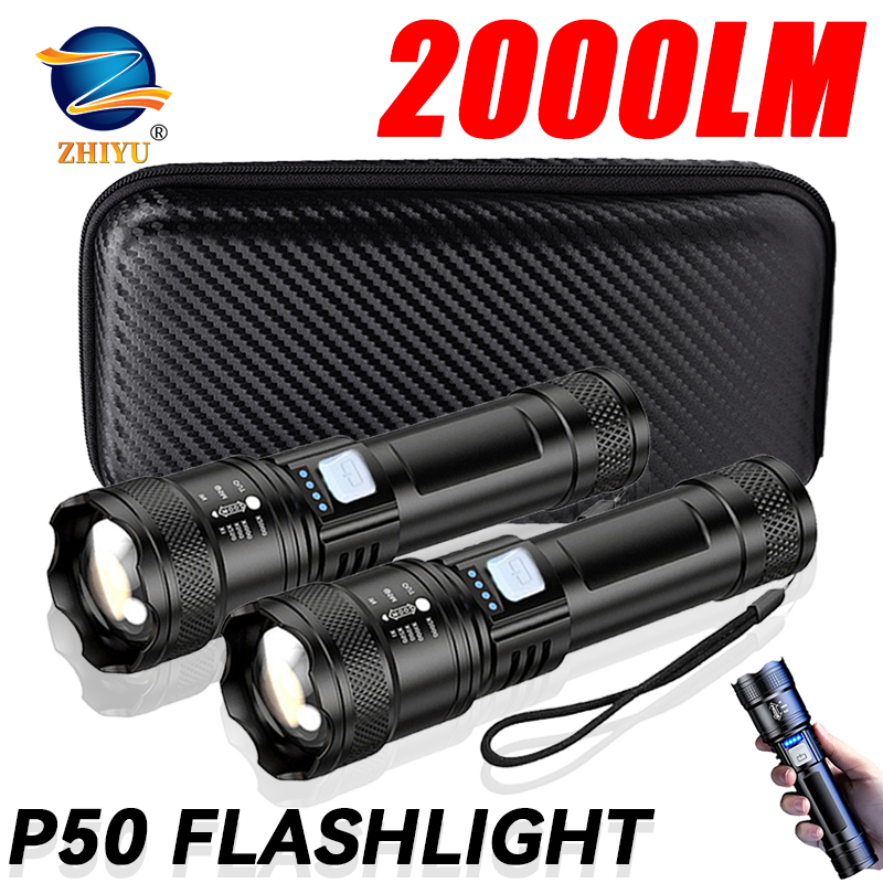 Outdoor Powerbank - ไฟฉาย LED ยุทธวิธี 2000LM ชาร์จผ่าน USB