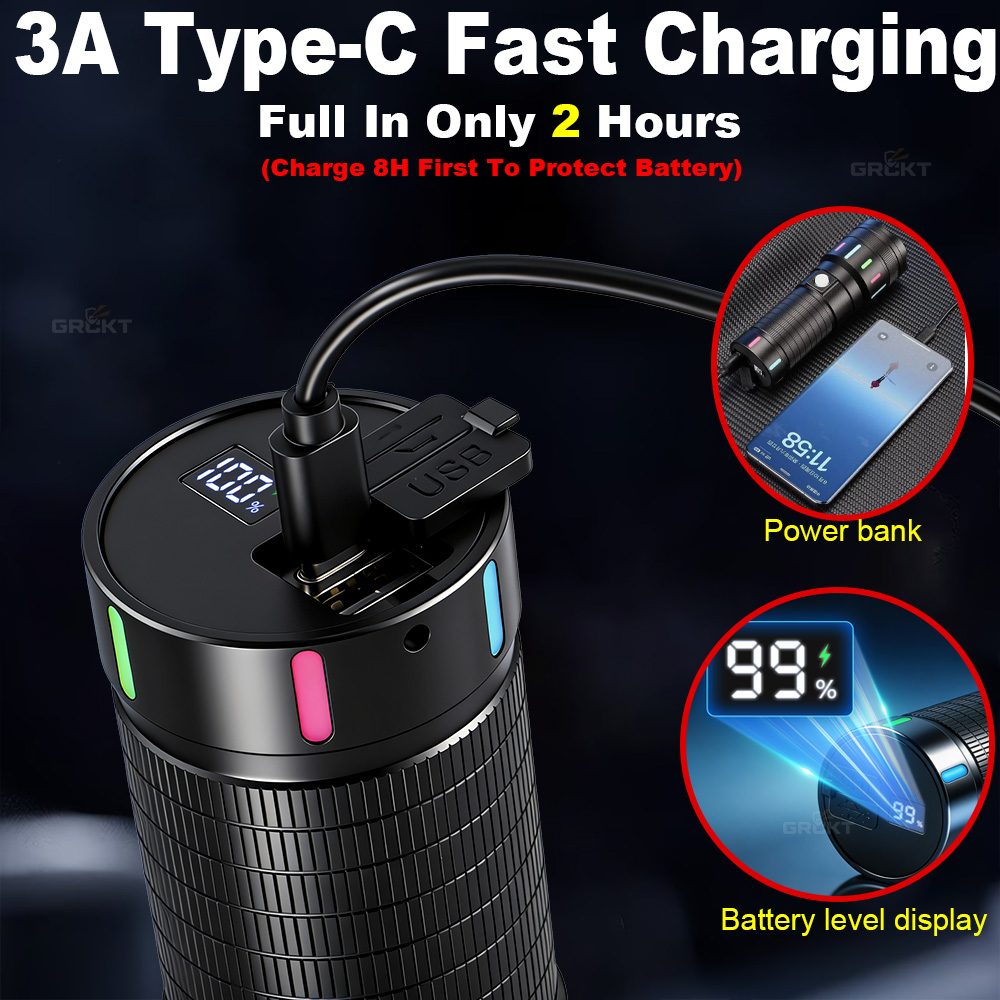 ไฟฉาย LED กำลังสูง 80000CD ไฟฉ - Outdoor Powerbank บทวิจารณ์และราคา